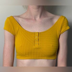 Aerie Yellow Ribbed Crop Top
